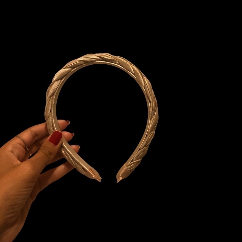 Beige/Pink Braided Headband